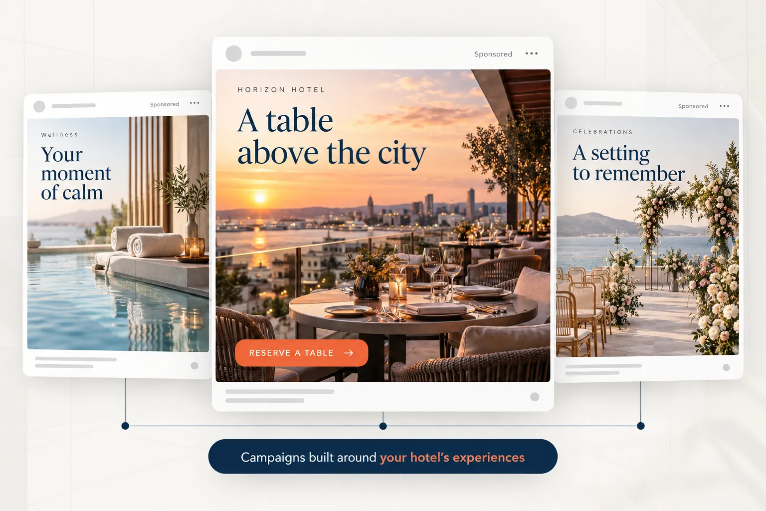 Sponsored social campaigns for hotel dining, wellness and celebrations